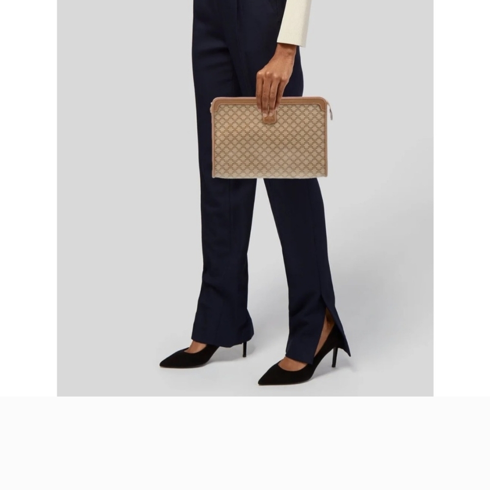 Celine Brown and Tan Clutch Bag with Leather Trim *FINAL PRICE* - Picture 2 of 13